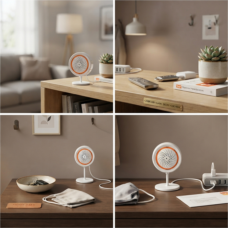Smart Home Nas - Tuya Zigbee スマートサイレンアラーム ホームセキュリティ用 ストロボアラート付き USBケーブルで電源投入可能