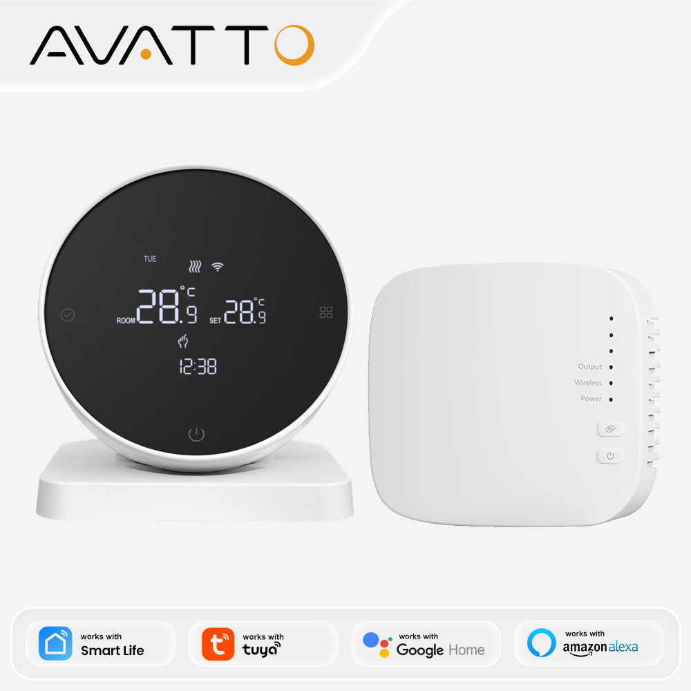 Smart Home Package - AVATTO WiFiスマートサーモスタット、RFワイヤレスレシーバー温度コントローラー、水ガスボイラー用、Tuya Alexa Google Home対応