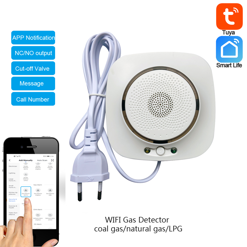 Wifi Smart Plug - 90-220Vac EUプラグ WIFI天然ガス検知器 Tuyaアプリ プッシュメッセージ 石炭ガスセンサー