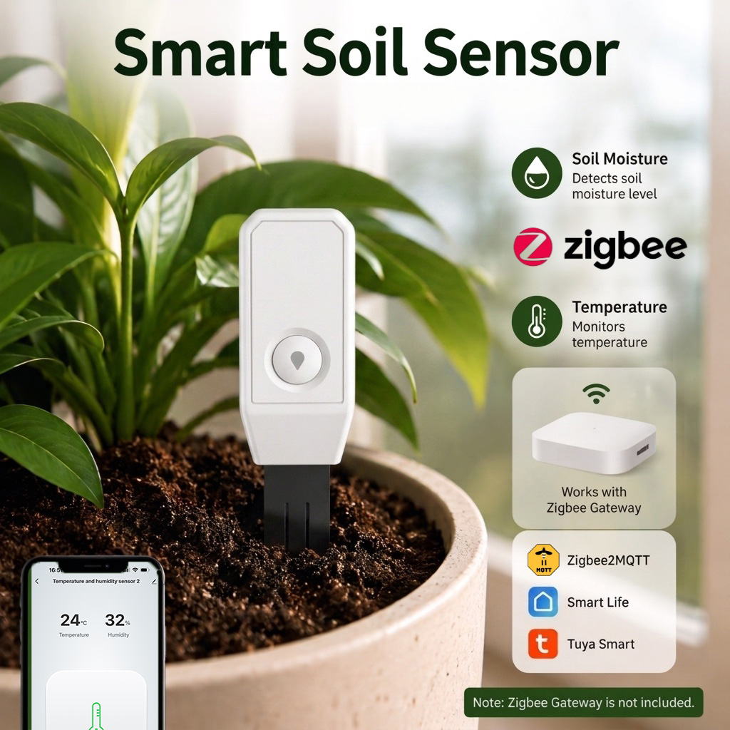 Smart Home Mqtt - Zigbee土壌水分センサー 土壌テスター 温湿度計 土壌モニタリングメーター 植物モニター TUYAアプリ
