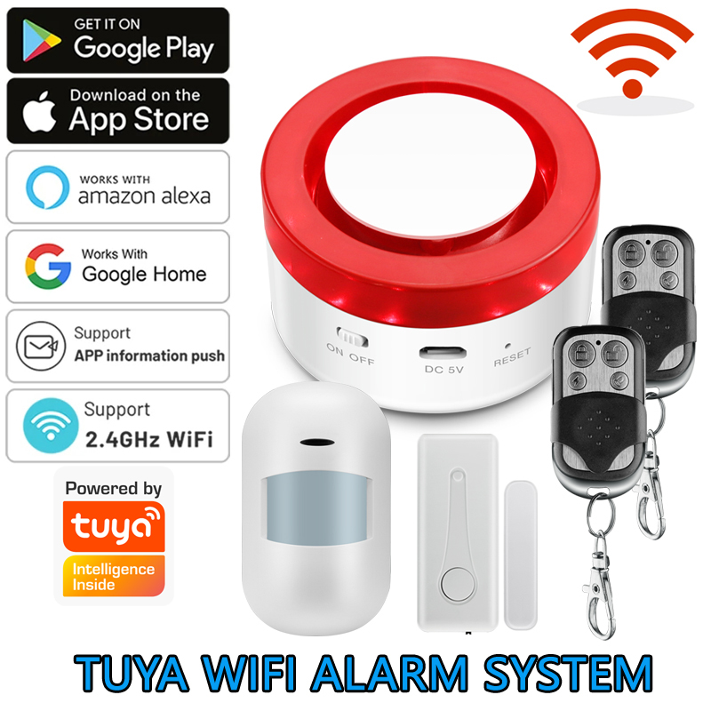 Smart Home Ecosystems - ワイヤレスホームセキュリティアラームシステム,盗難防止,スマートライフアプリによる制御,Tuya,120db,433mhz,wi-fi
