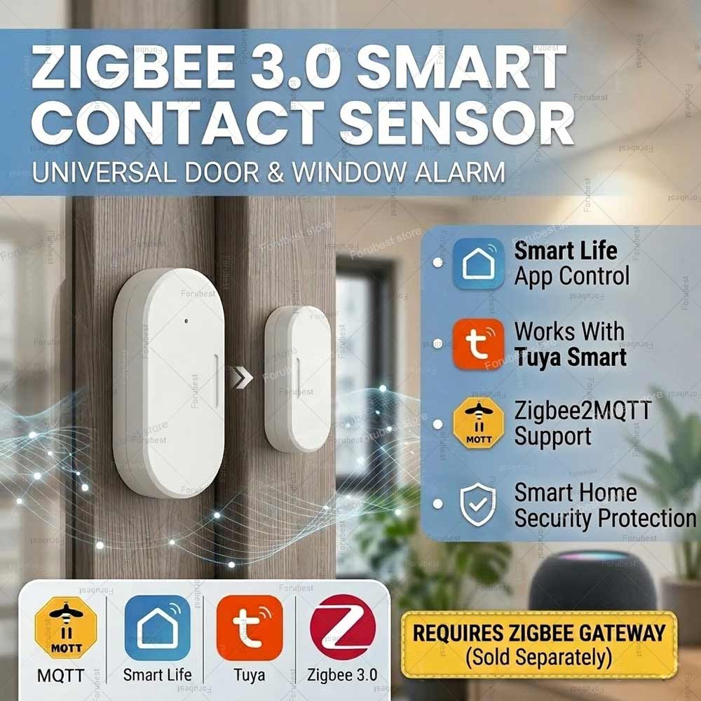 Smart Home Mqtt - Tuya Zigbee ドア窓センサー盗難警報センサー磁気接触開閉検出器スマートライフ MQTT スマートホームセキュリティ