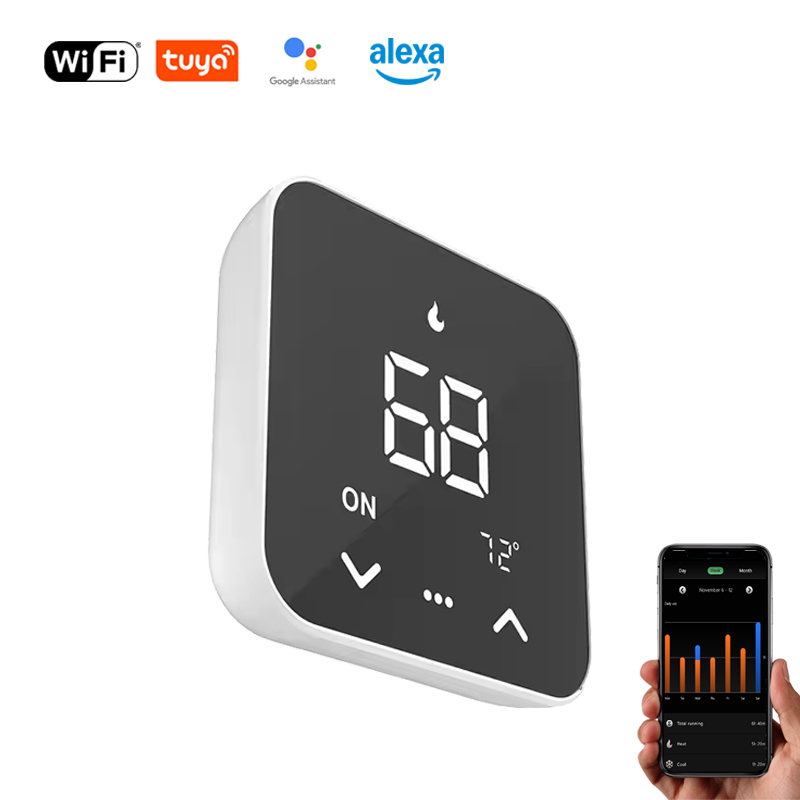 Smart Home Room - 2026年新型Tuya WiFiスマートサーモスタット24V Google Home対応 HVACシステム用 プログラム可能なタッチボタン式ルームサーモスタット