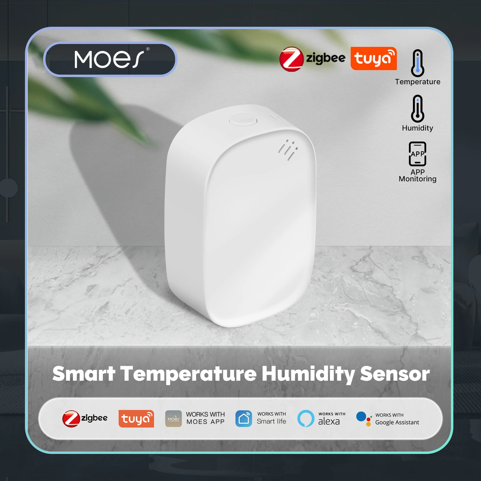 Smart Home Moes - MOES Tuya Zigbee スマート温度湿度センサー室内湿度計アプリ監視 Alexa Google
