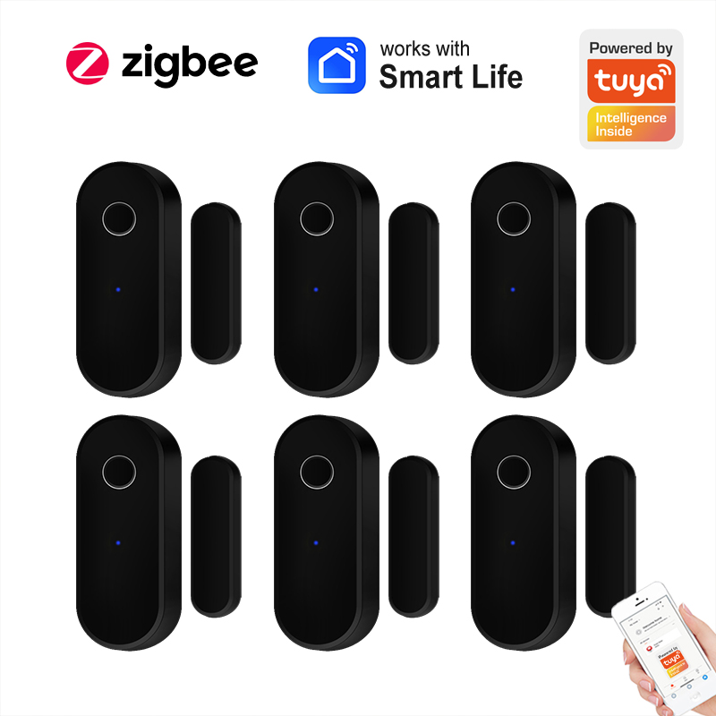 Smart Home Ecosystems - Tuya スマート Zigbee ドアセンサードア窓開閉検出器ブラックスマートホームセキュリティシステムゲートウェイスマートライフアプリと連携