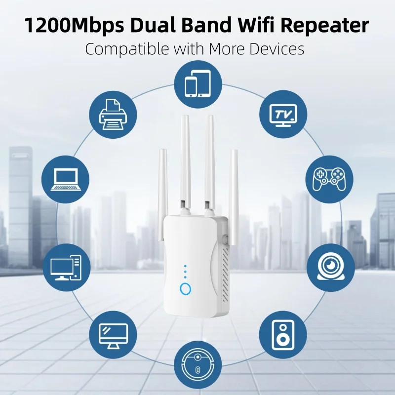 Smart Home Network - 1200Mbps デュアルバンド WiFi リピーター ワイヤレス 2.4G