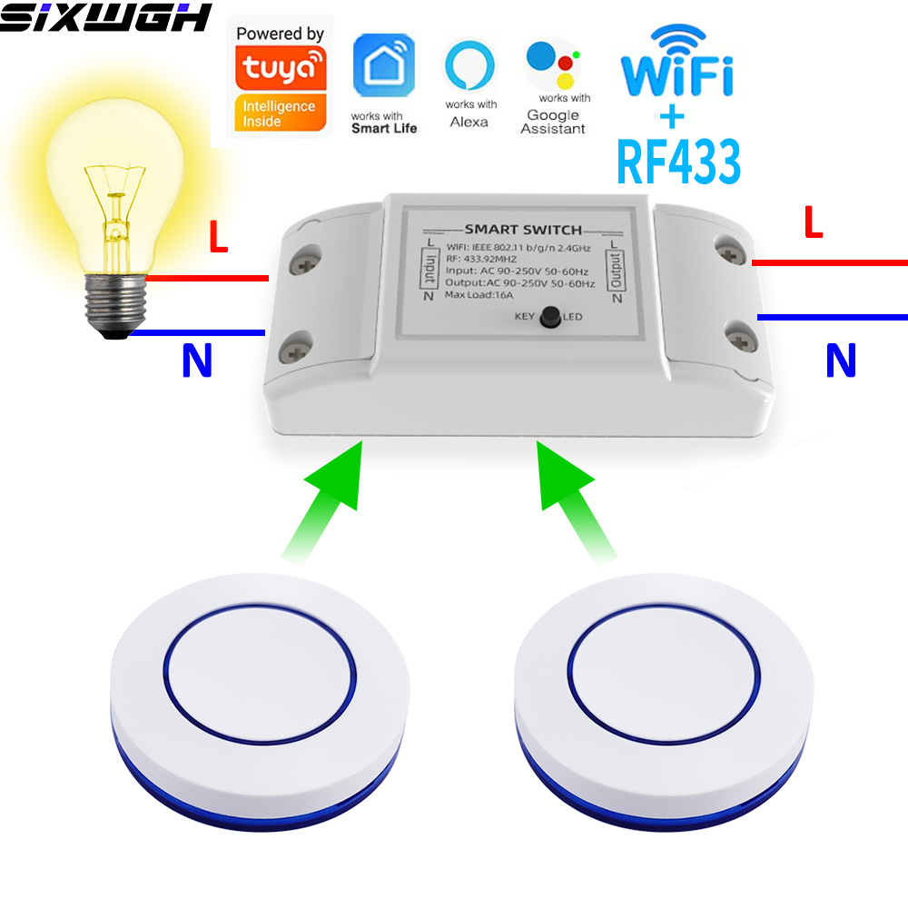 Tuya Smart Switch - 16A WiFi Tuya スマートスイッチ ワイヤレスリモコンタイマースイッチ 互換性のあるスマートライフアプリ