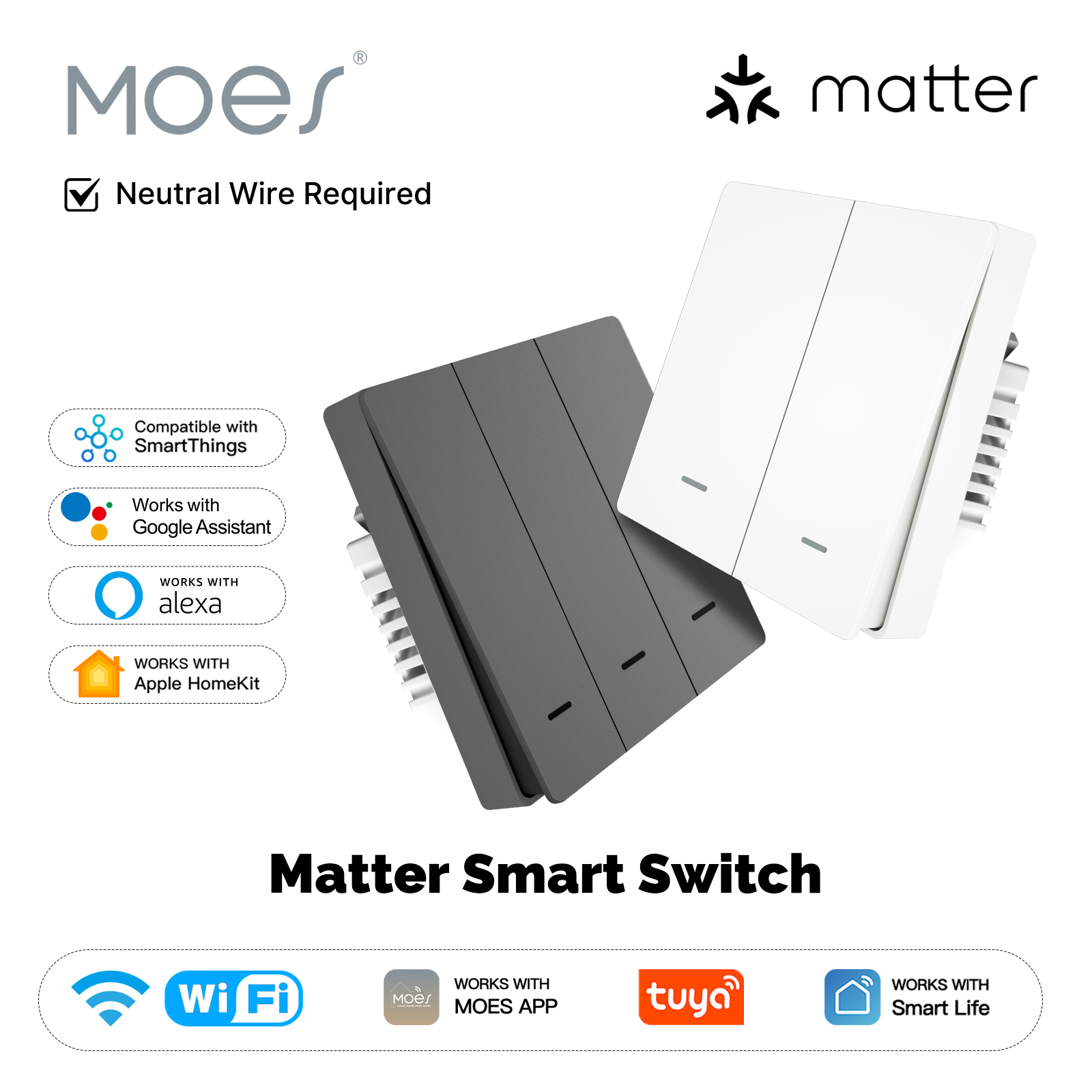 Tuya Smart Switch - MOES Matter Tuya WiFi スマート ライト