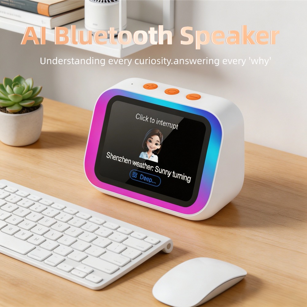 Smart Home Room - AI Bluetoothスピーカー5.4 AI音声アシスタントHDタッチスクリーンディスプレイ電子アルバム目覚まし時計ハンズフリー通話
