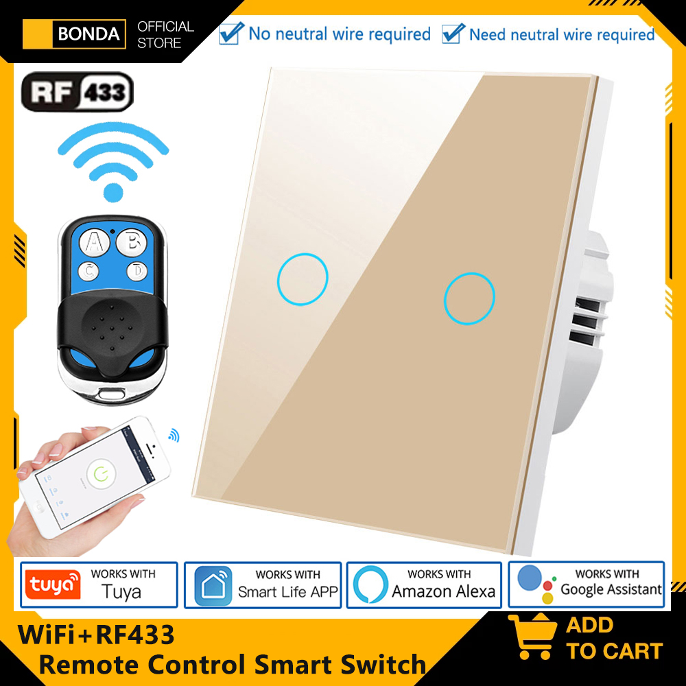 Tuya Smart Switch - Tuya EU WiFi + RF433 スマートリモコンスイッチ中性線不要