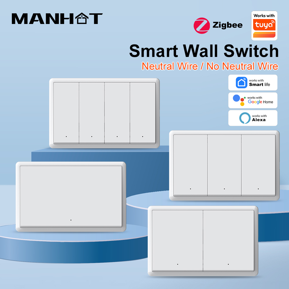 Tuya Smart Switch - MANHOT ZigBee3.0 スマートスイッチ 中性線不要 インテリジェント US