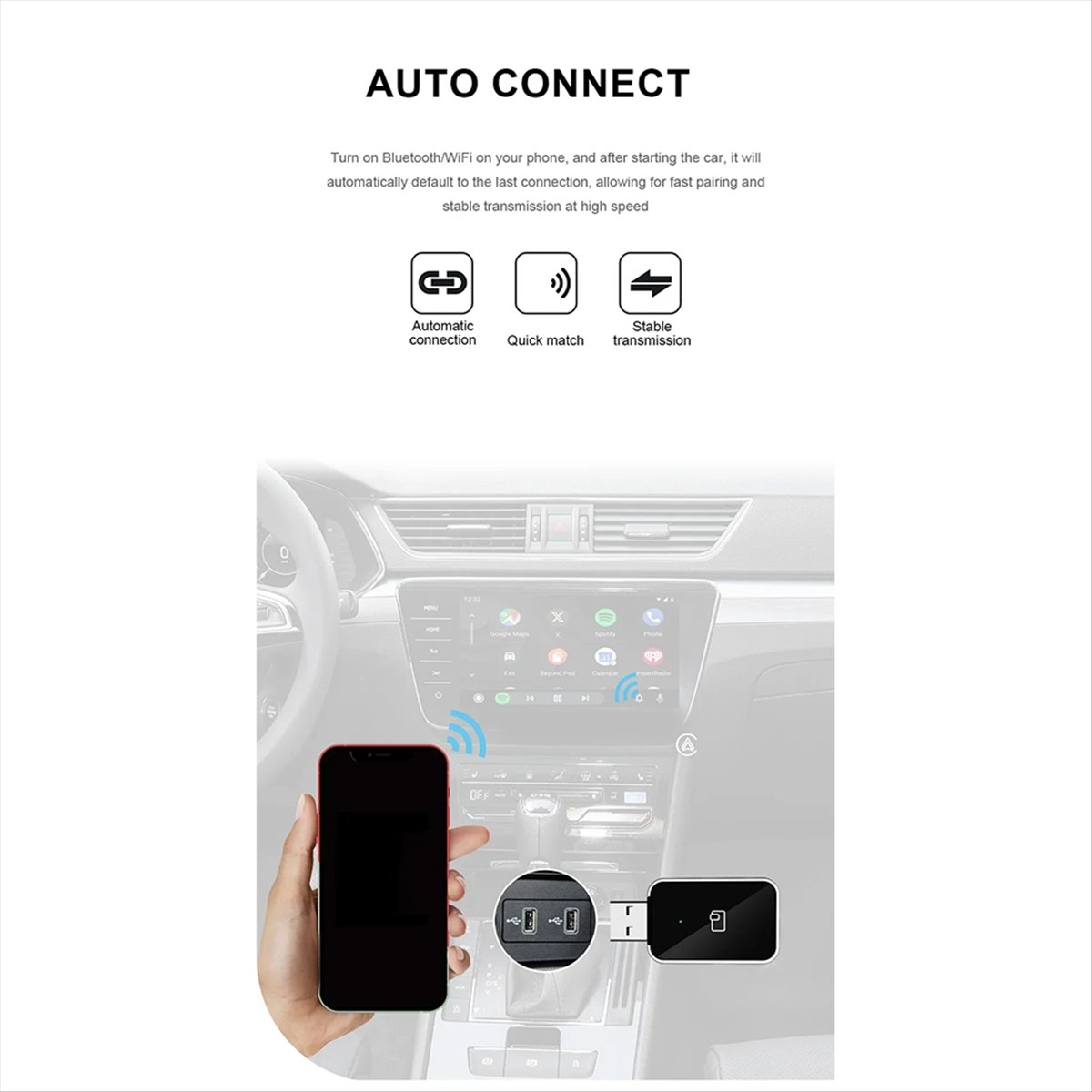 ワイヤレスCarPlay Android Autoワイヤレス - Wifi Smart Plug のレビューと価格
