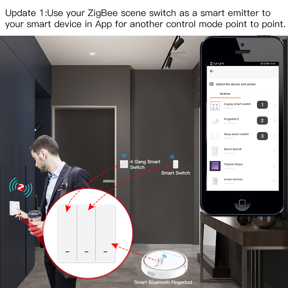 MOES Tuya ZigBee シーンスイッチ ワイヤレス - Smart Home Moes のレビューと価格