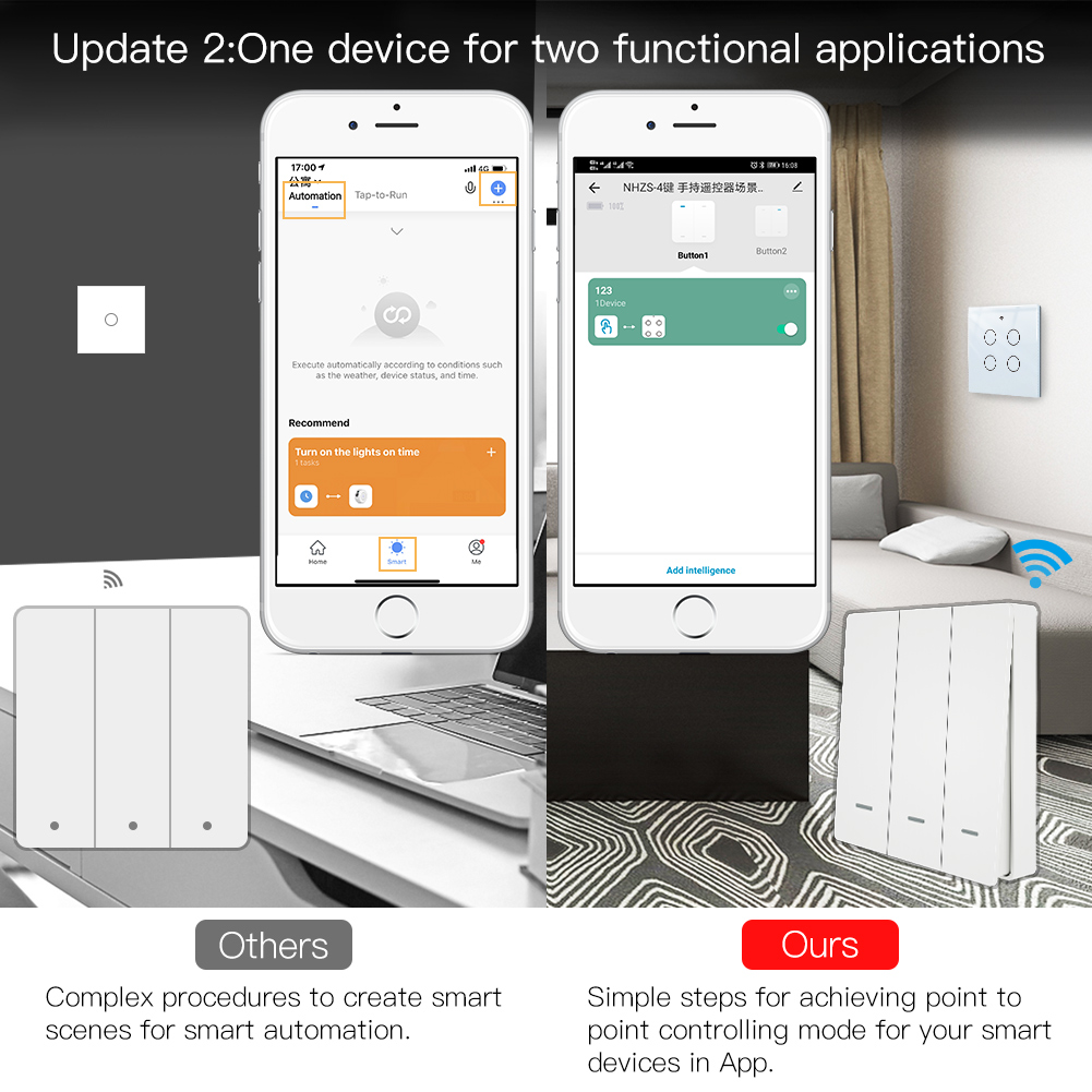 MOES Tuya ZigBee シーンスイッチ ワイヤレス - Smart Home Moes のレビューと価格