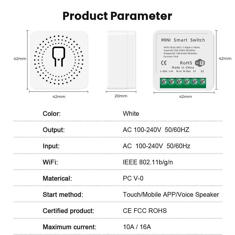 Tuya mini 16a wifiスイッチスマートライフア - Smart Home Diy のレビューと価格