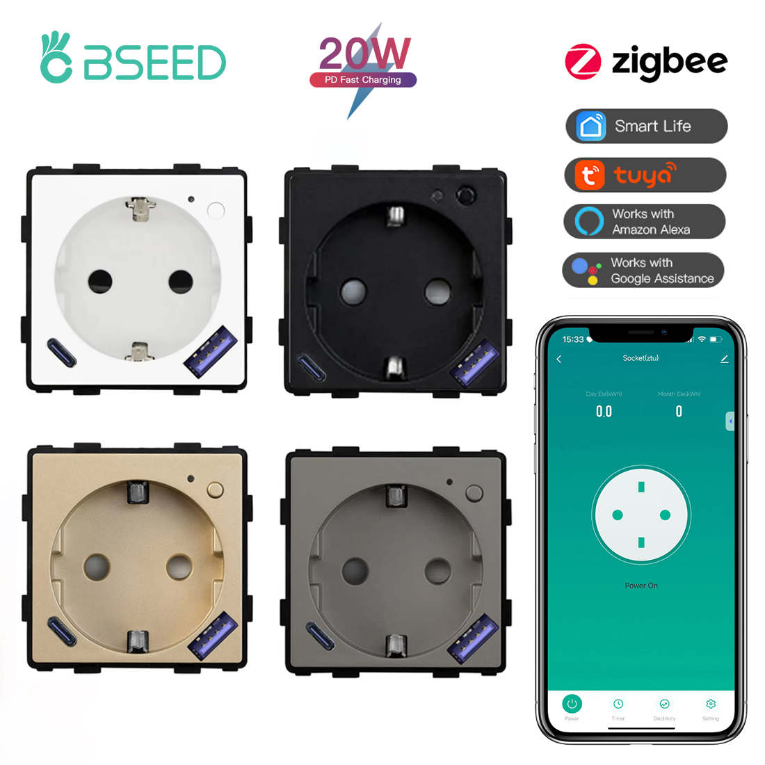 BSEED Zigbee スマートソケット部分パワーモニター - Smart Outdoor Plug のレビューと価格