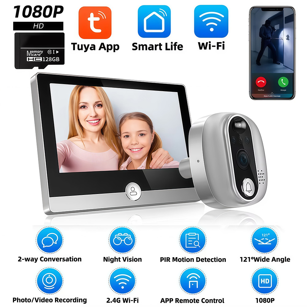 Tuya-デジタルドアビューアー,インターホン,のぞき穴,p - Smart Home Wiser のレビューと価格