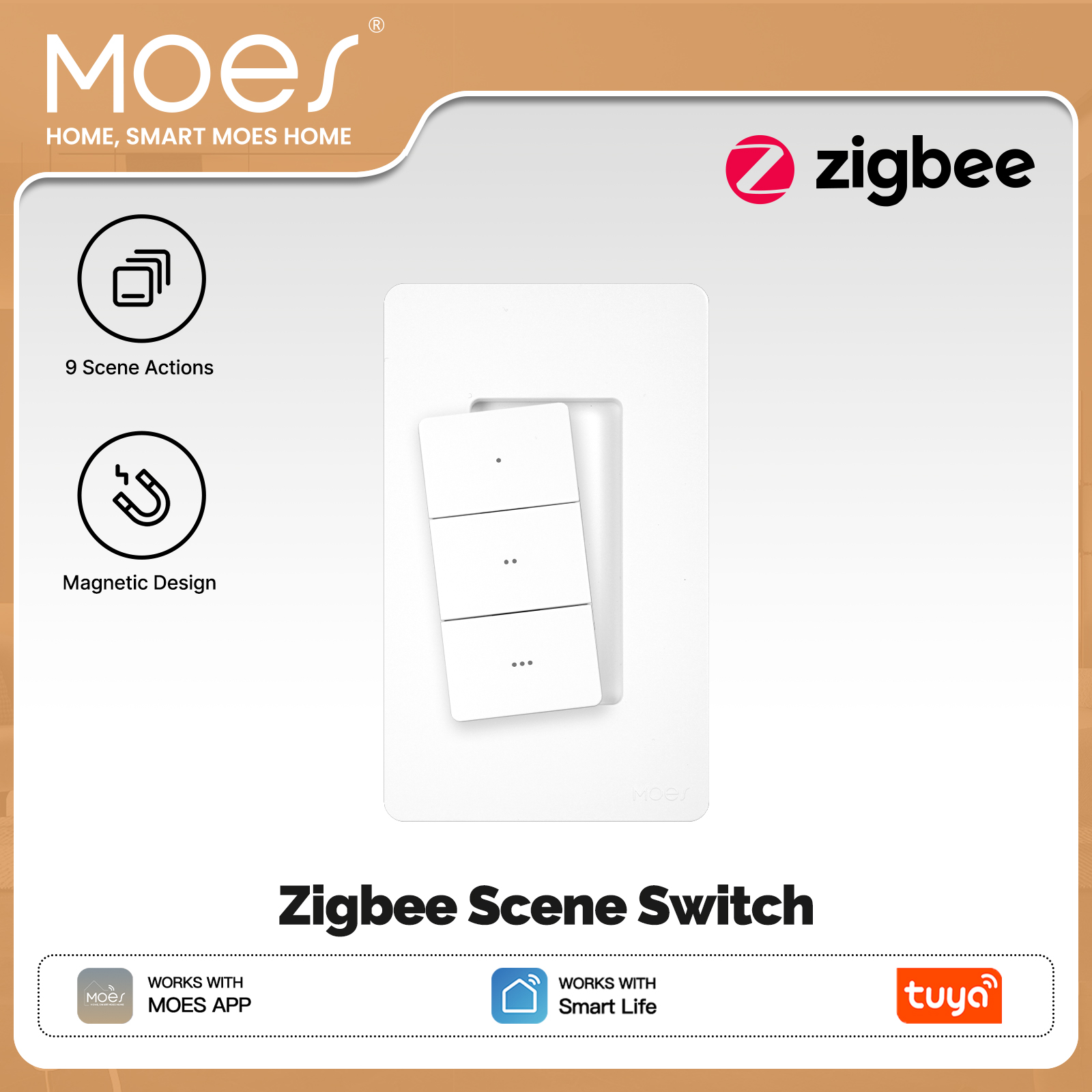MOES Tuya Zigbee スマートワイヤレスシーンス - Smart Home Moes のレビューと価格