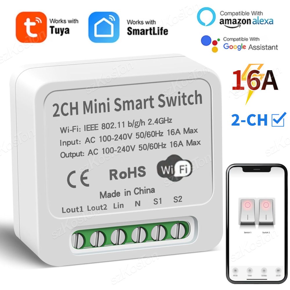16A Tuya WiFi スマートスイッチモジュールスマー - Smart Home Diy のレビューと価格