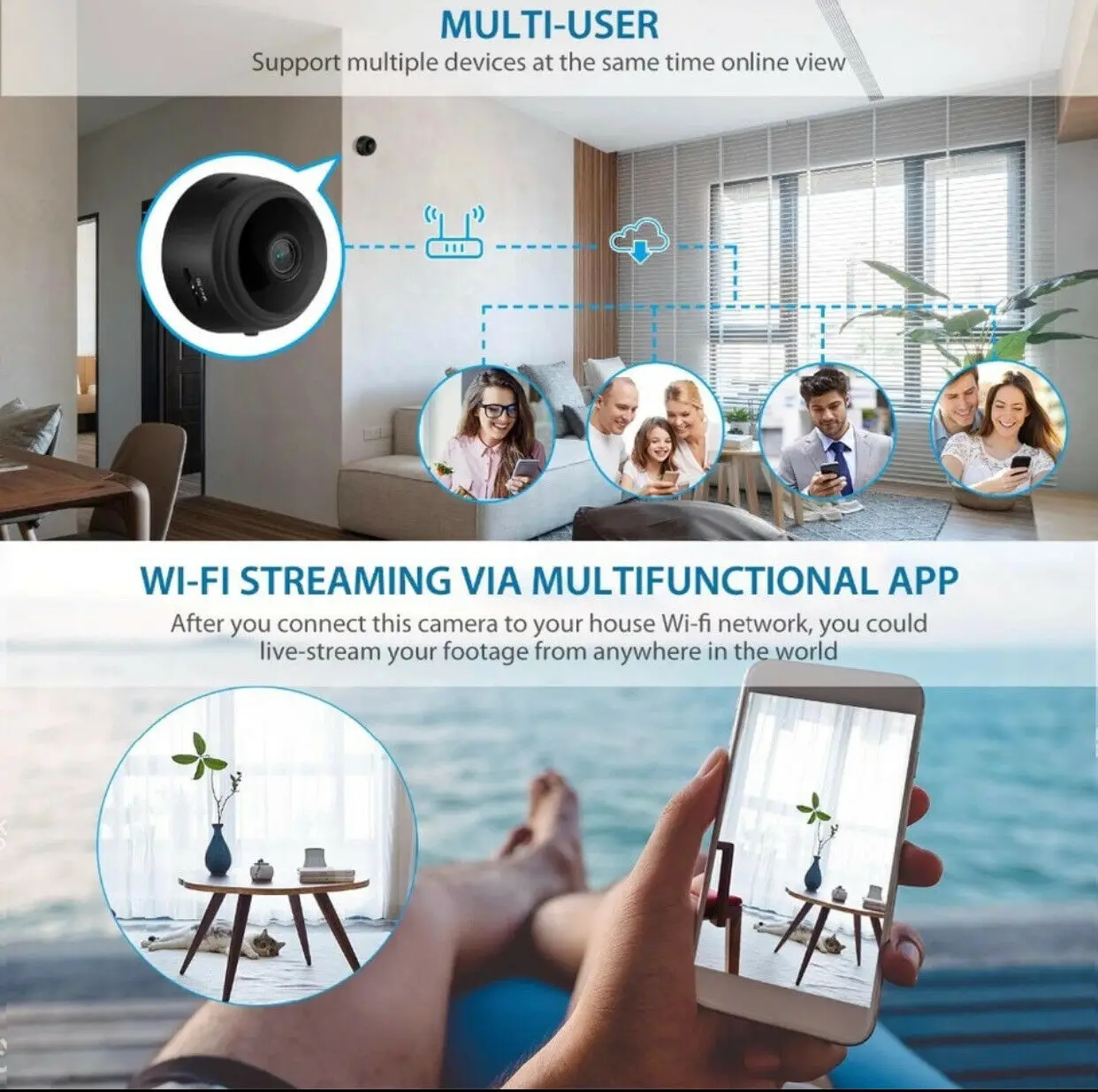 ミニIP監視カメラWiFiHD 1080p,ワイヤレスホーム - Smart Home Kamera のレビューと価格