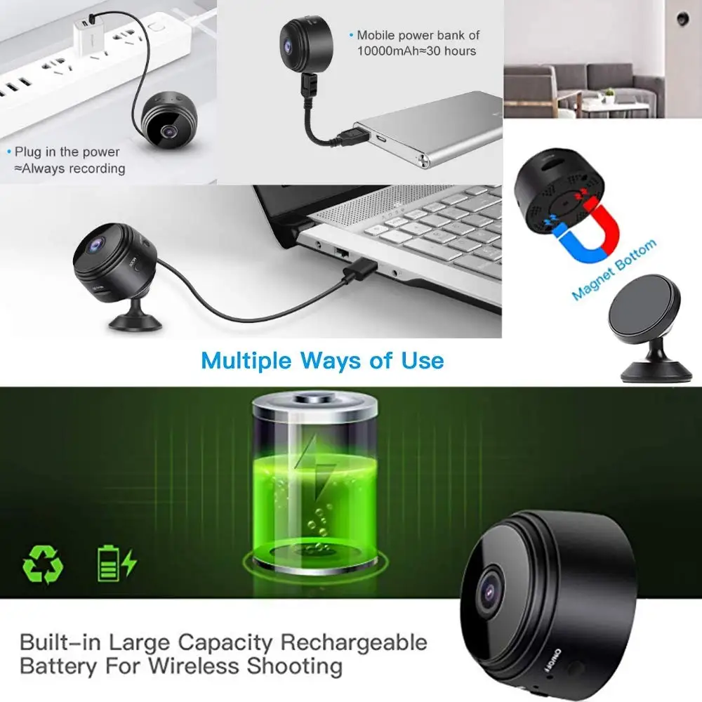 ミニIP監視カメラWiFiHD 1080p,ワイヤレスホーム - Smart Home Kamera のレビューと価格