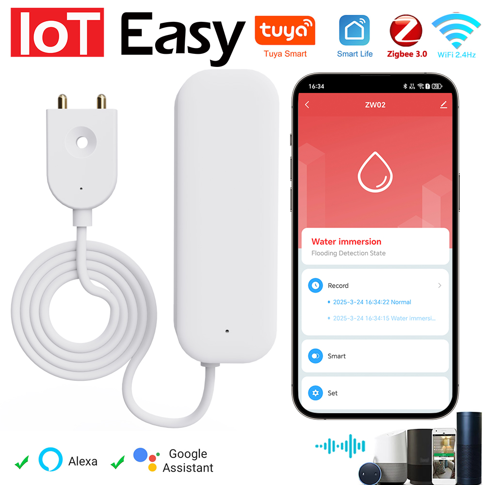 Tuya WiFi ZigBee 水センサー漏れ警報洪水漏水 - Smart Home Network のレビューと価格