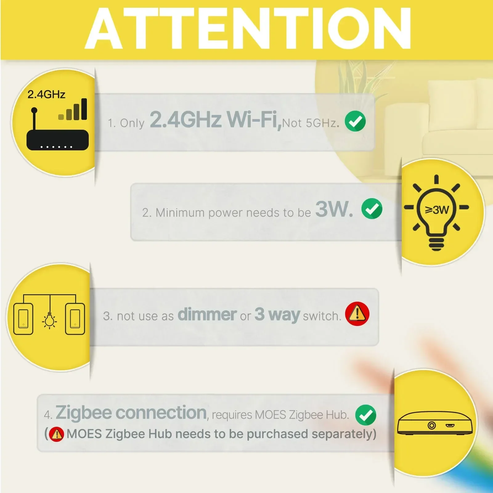 MOES Tuya ZigBee US スマートライトスイッ - Smart Home Moes のレビューと価格